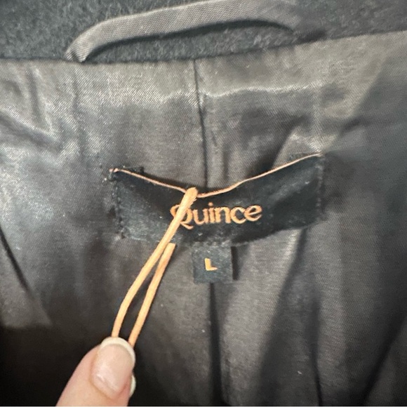 Quince Women’s Elegant Black Double Breasted Coat Virgin Wool Blend Sz L NWT - Picture 3 of 9